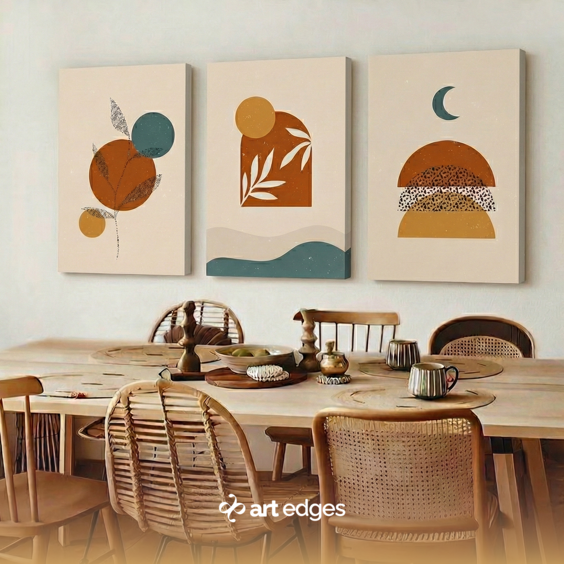 Celestial Moon, Sun & Earthy Mountain Landscapes — Premium Framed Wall Art by Art Edges