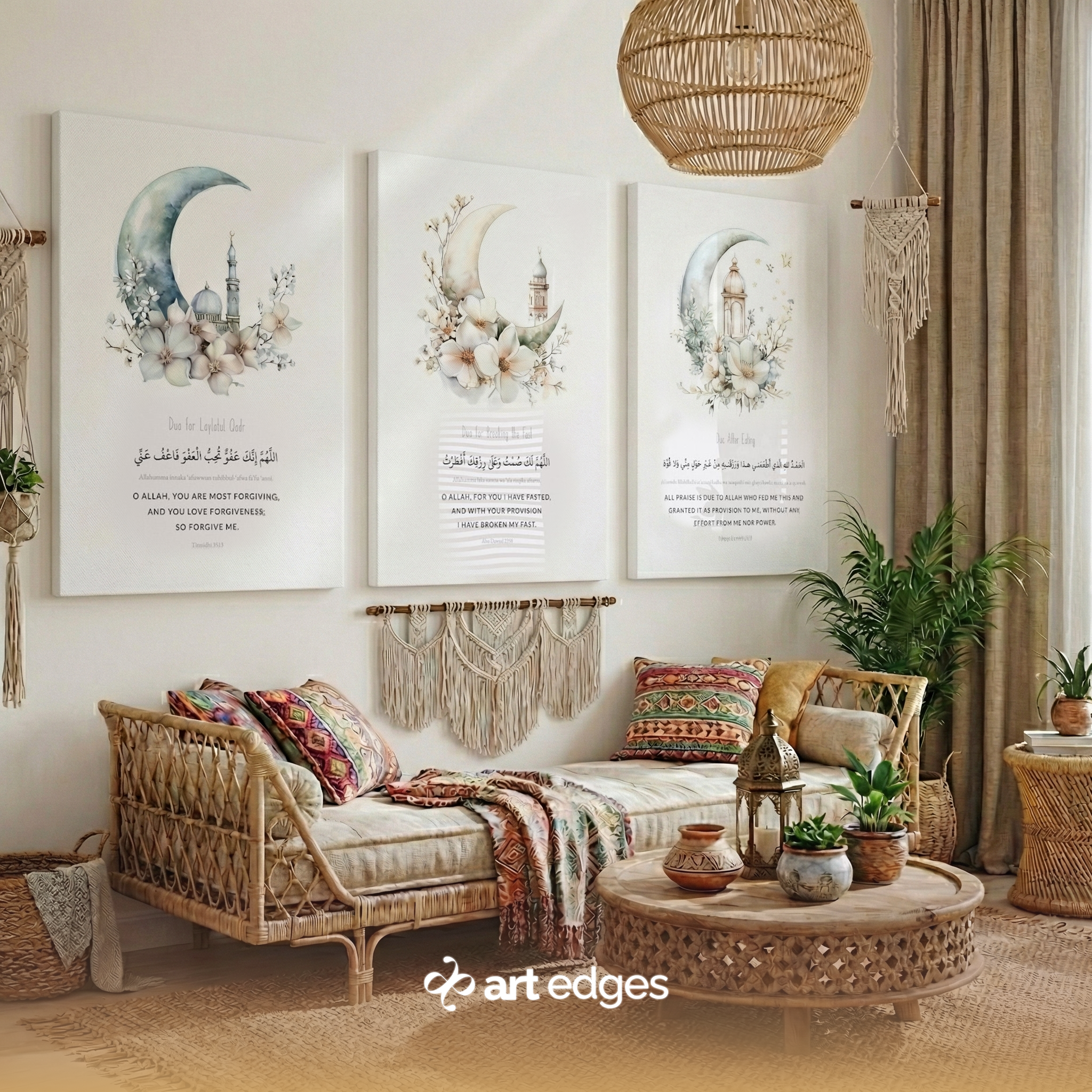 Ramadan Duas & Floral Moons — Premium Framed Wall Art by Art Edges