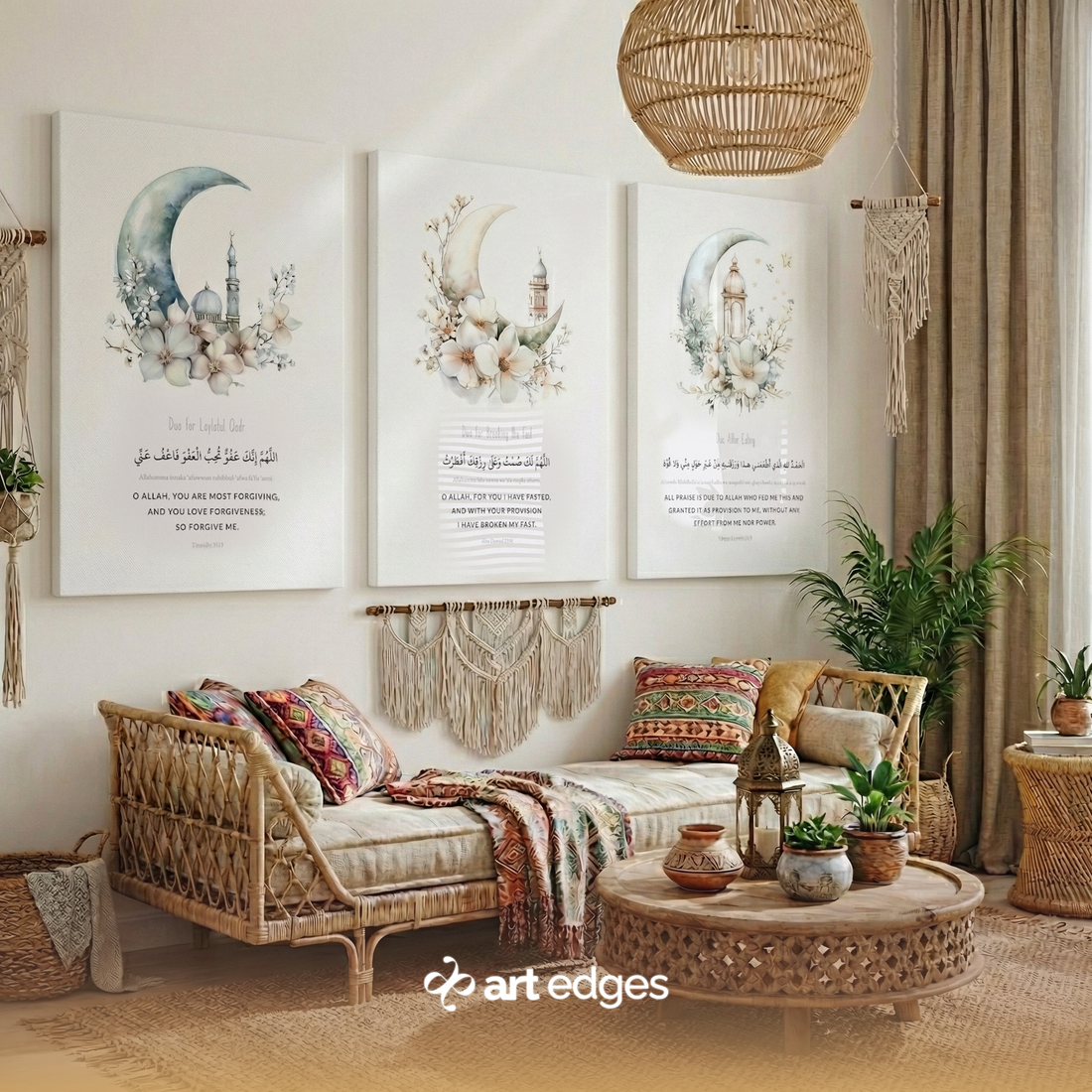 Ramadan Duas & Floral Moons — Premium Framed Wall Art by Art Edges