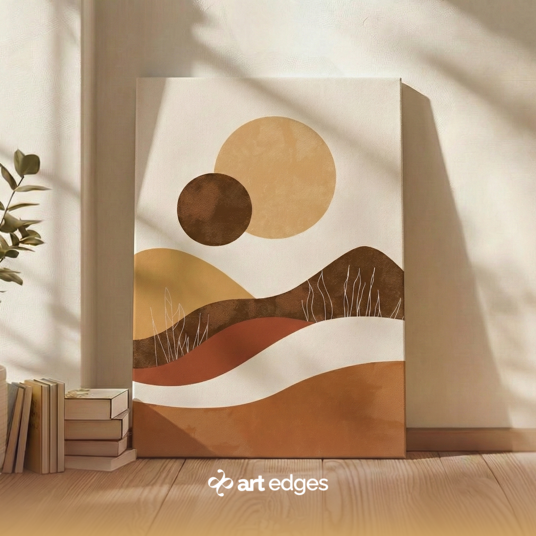 Warm Ochre & Terracotta Abstract Print — Premium Framed Wall Art by Art Edges
