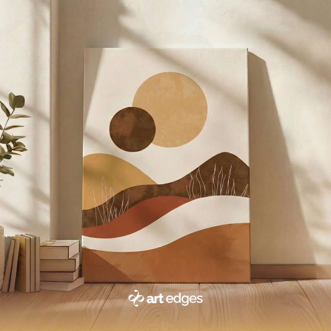 Warm Ochre & Terracotta Abstract Print — Premium Framed Wall Art by Art Edges