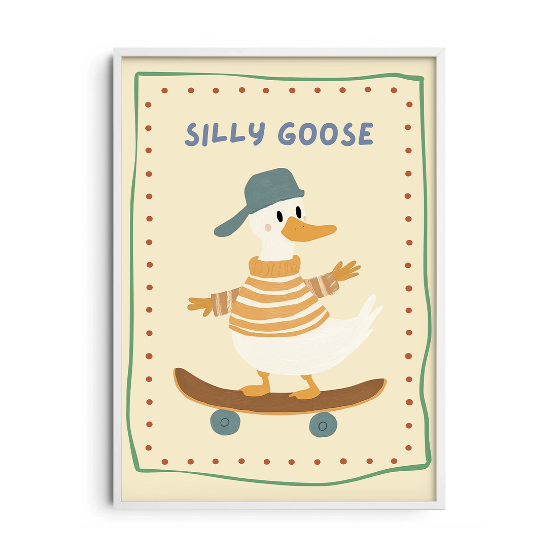 Silly Goose Skateboarder — Premium Framed Wall Art by Art Edges