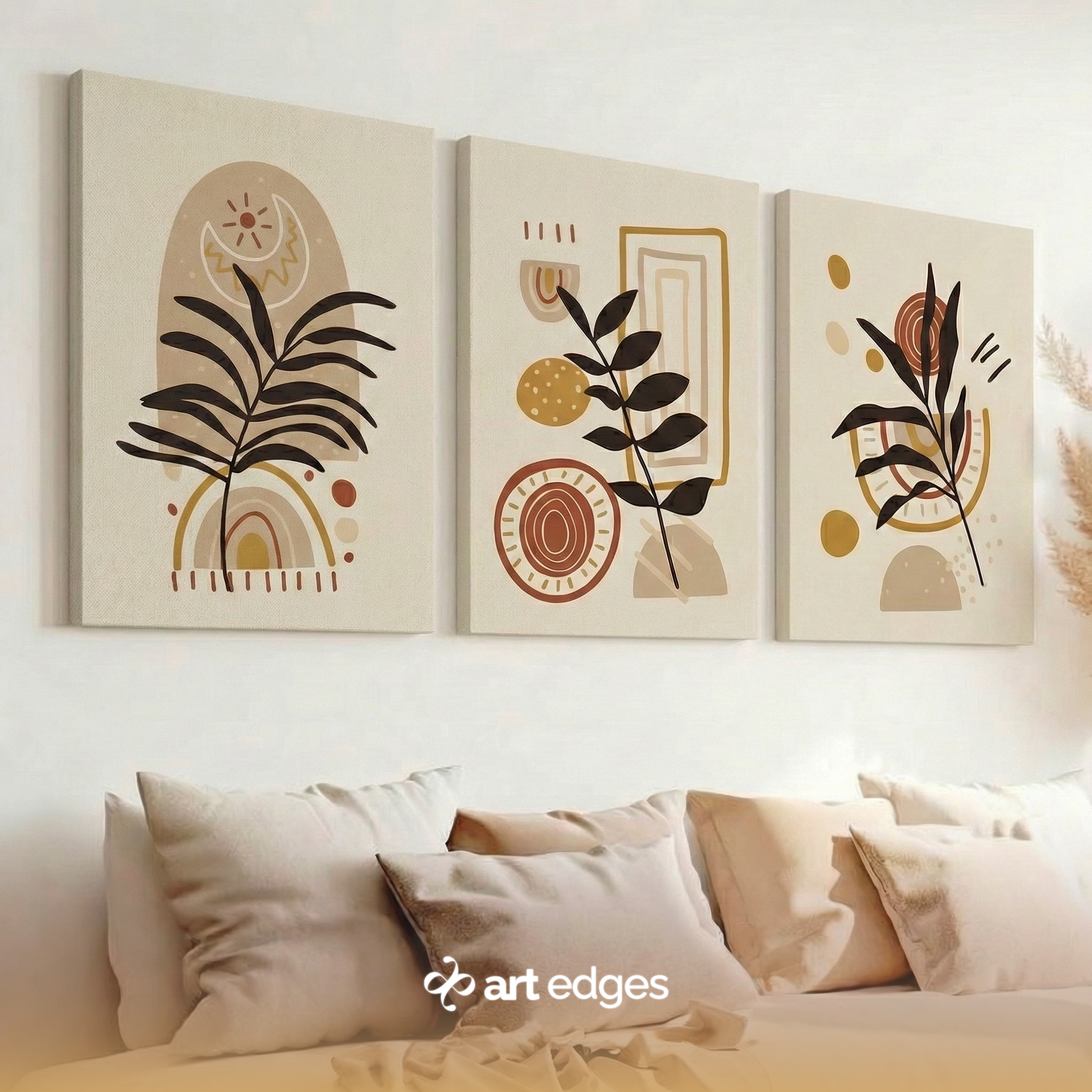 Celestial Sun & Botanical Earthy — Premium Framed Wall Art by Art Edges