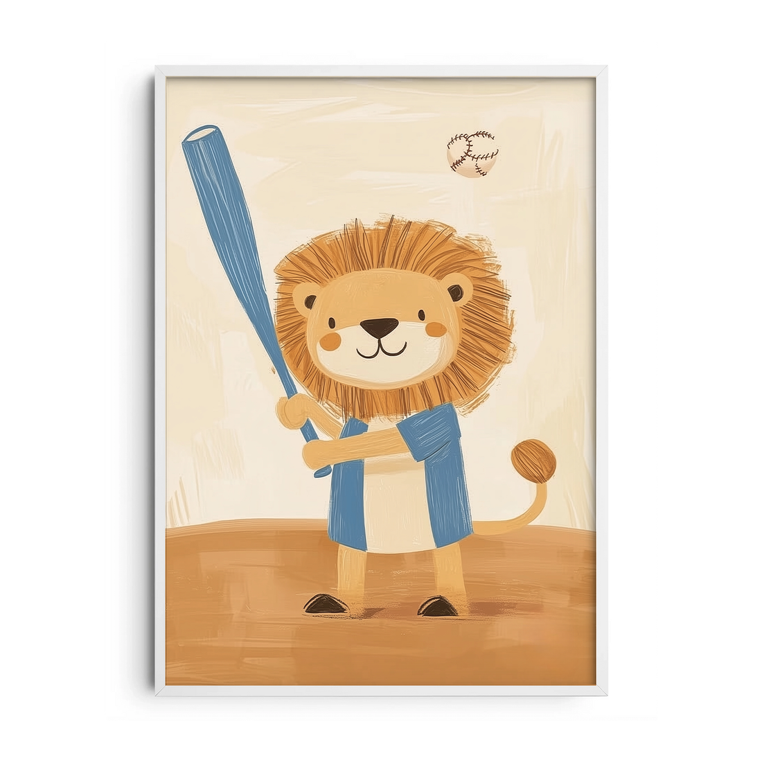 Little Lion Baseball Player — Premium Framed Wall Art by Art Edges