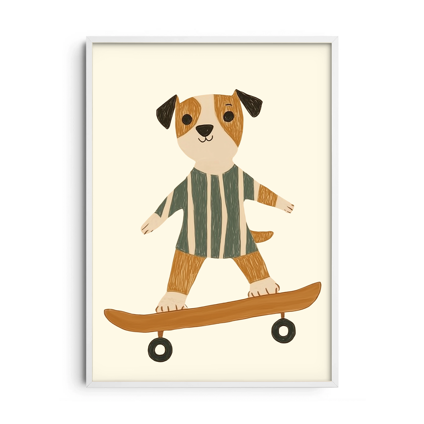 Cute Skating Dog — Premium Framed Wall Art by Art Edges