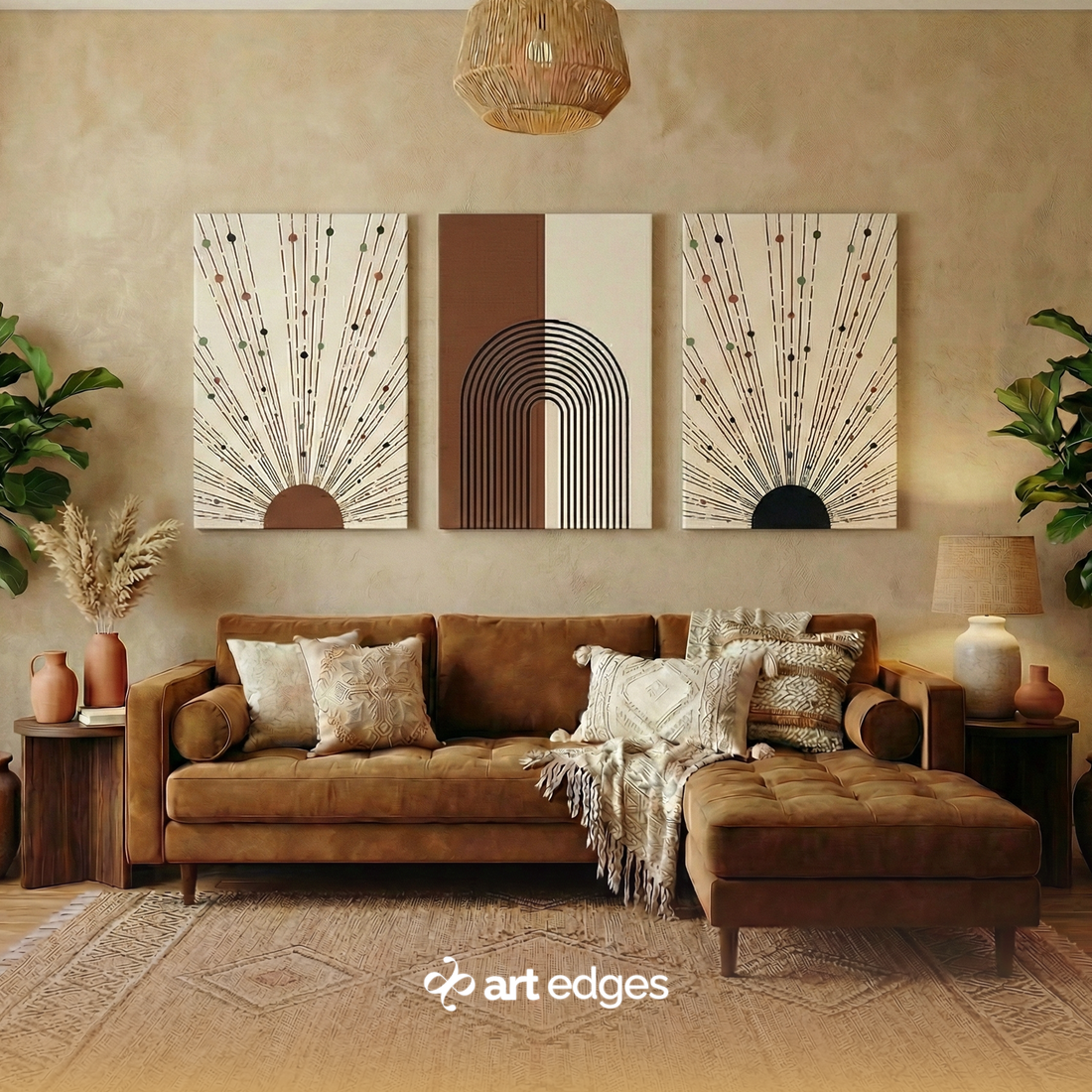 Geometric Arch & Radiating Sunbursts — Premium Framed Wall Art by Art Edges