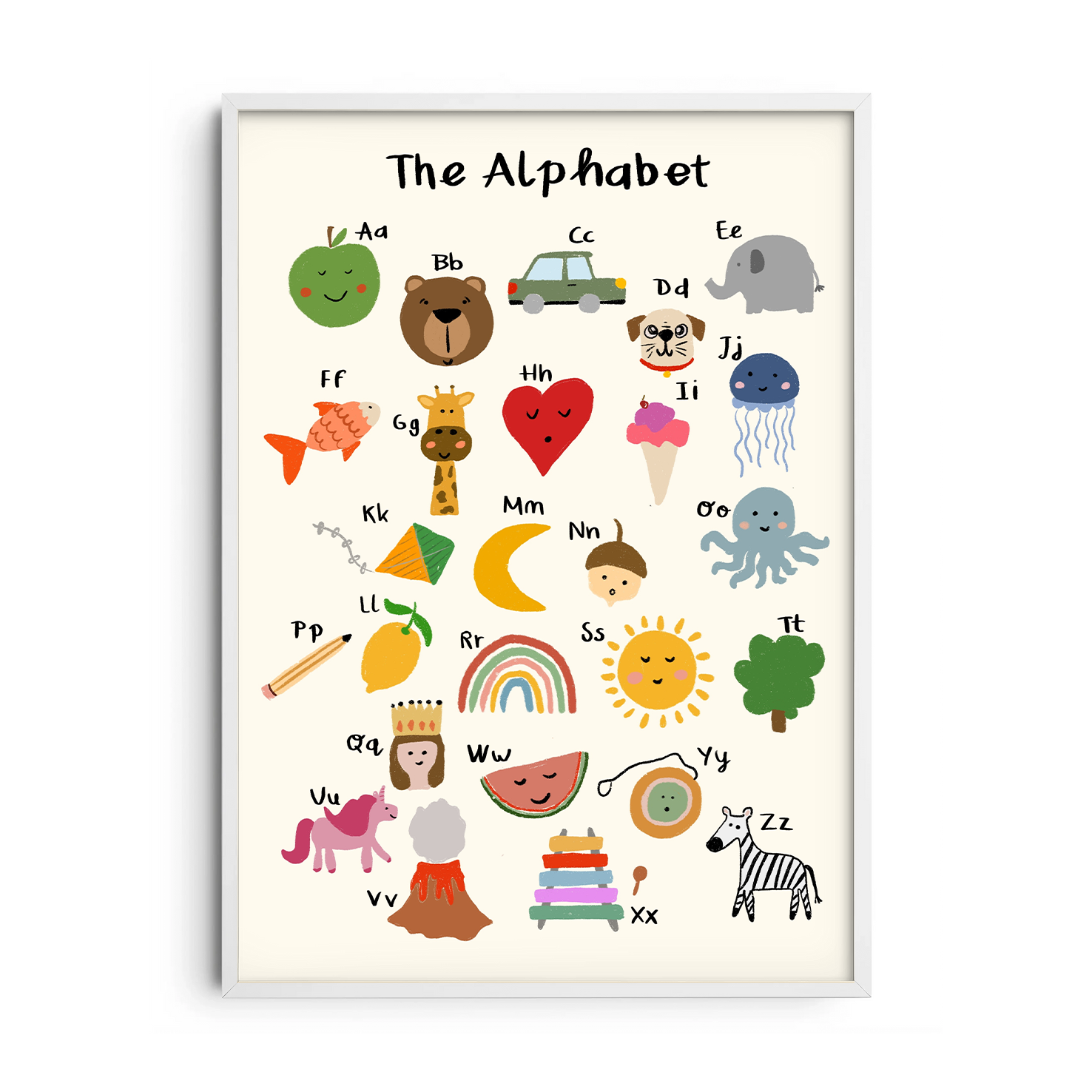 Illustrated Animal Alphabet — Premium Framed Wall Art by Art Edges
