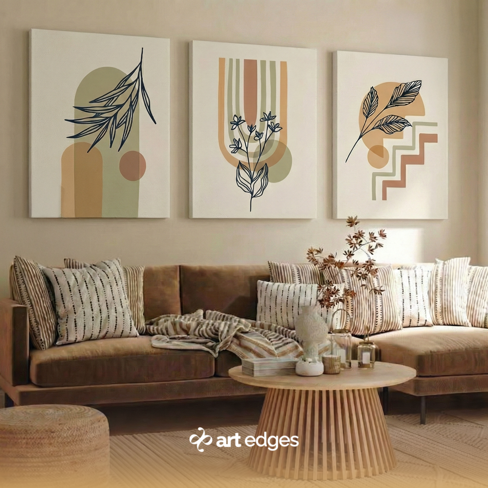 Earthy Neutrals & Soft Geometry — Premium Framed Wall Art by Art Edges