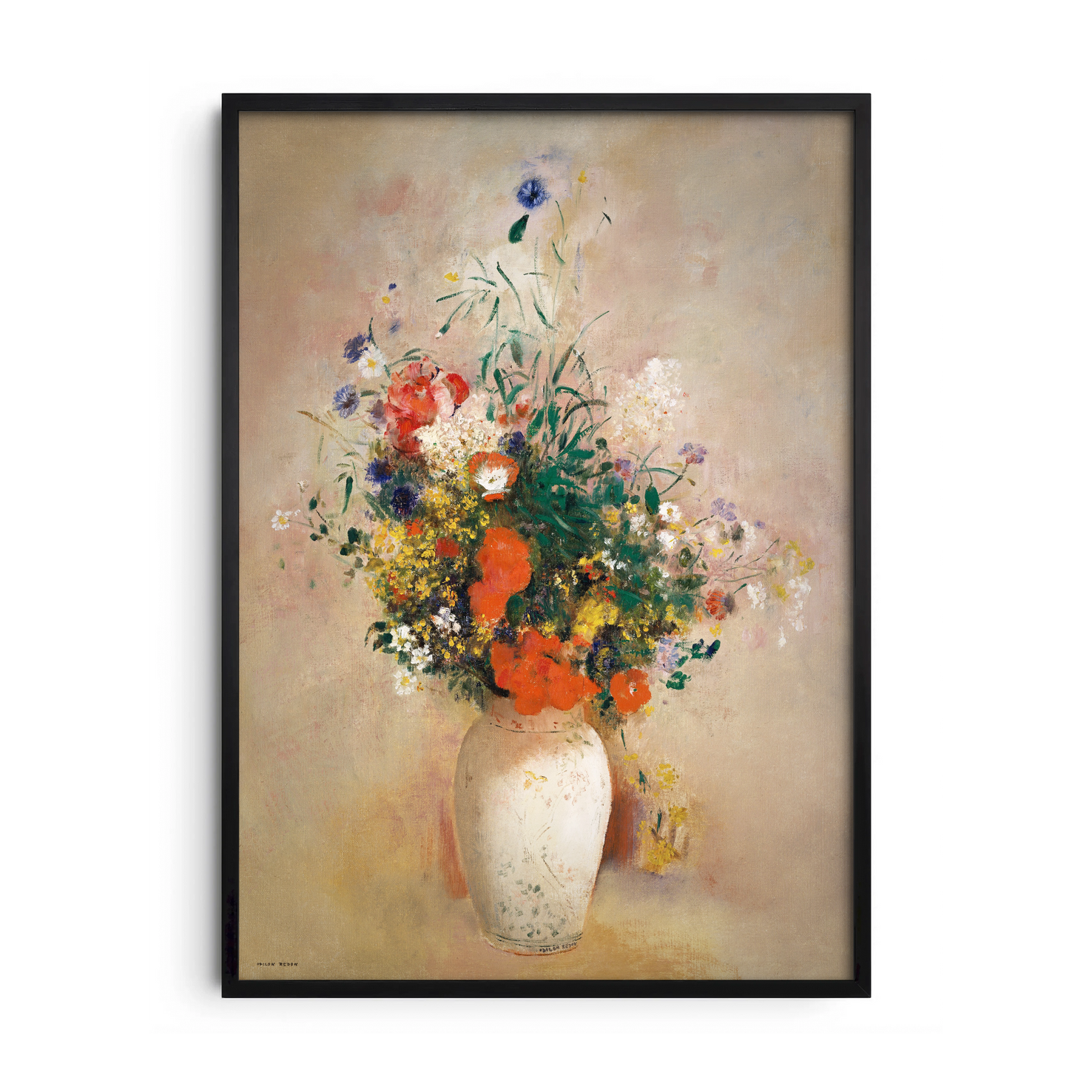 Delicate Blooms in White Vase — Premium Framed Wall Art by Art Edges