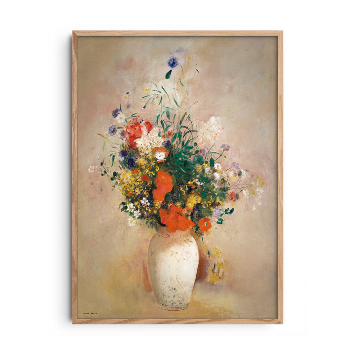 Delicate Blooms in White Vase — Premium Framed Wall Art by Art Edges