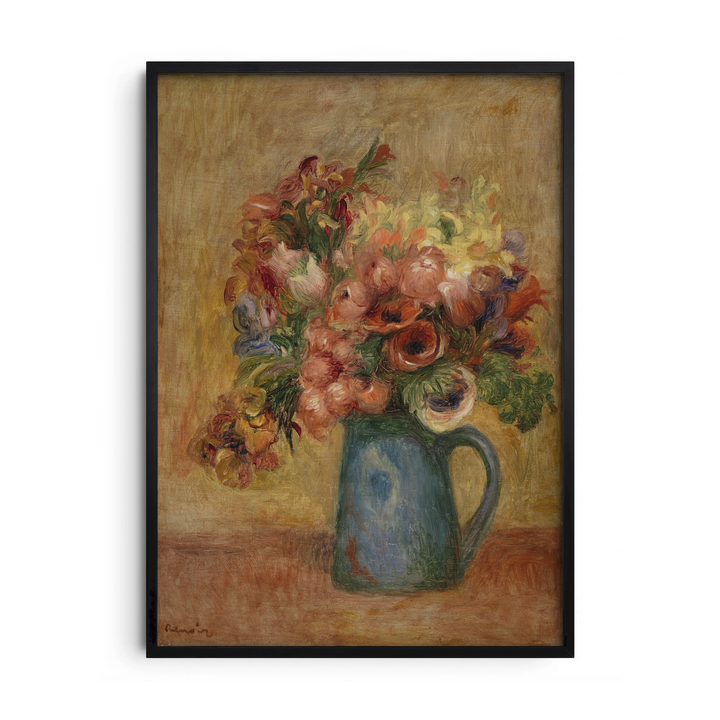 Red Poppies in Blue Vase
