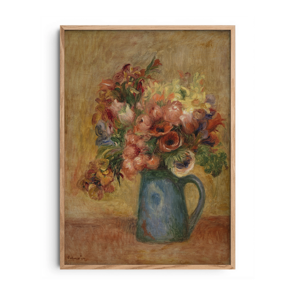 Red Poppies in Blue Vase