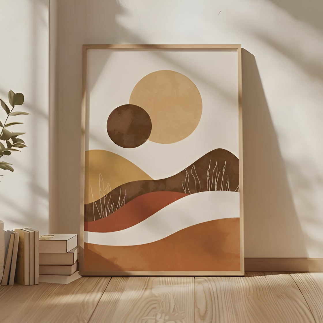 Warm Ochre & Terracotta Abstract Print