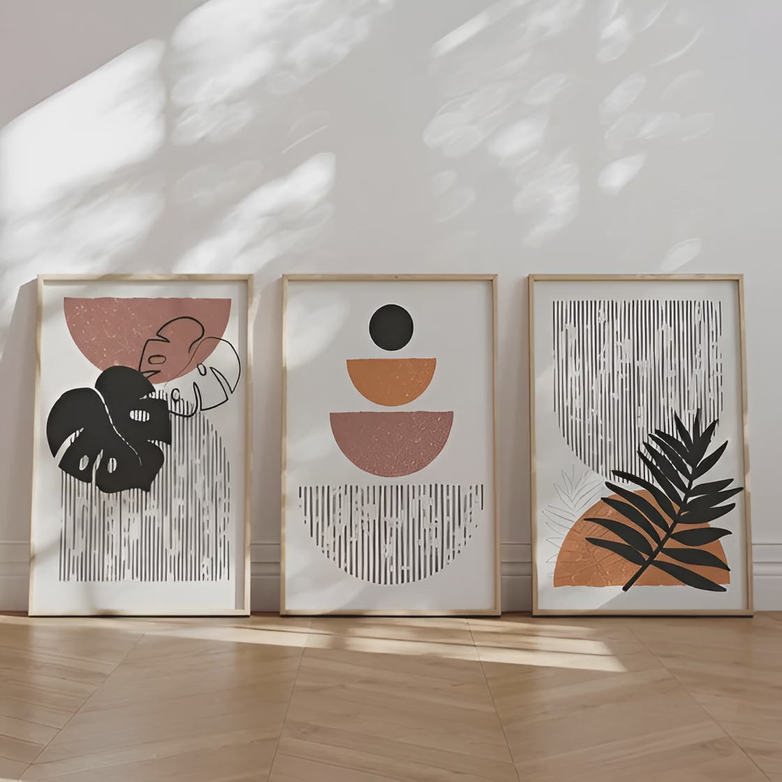Geometric Half-Moons & Bold Monstera Leaves