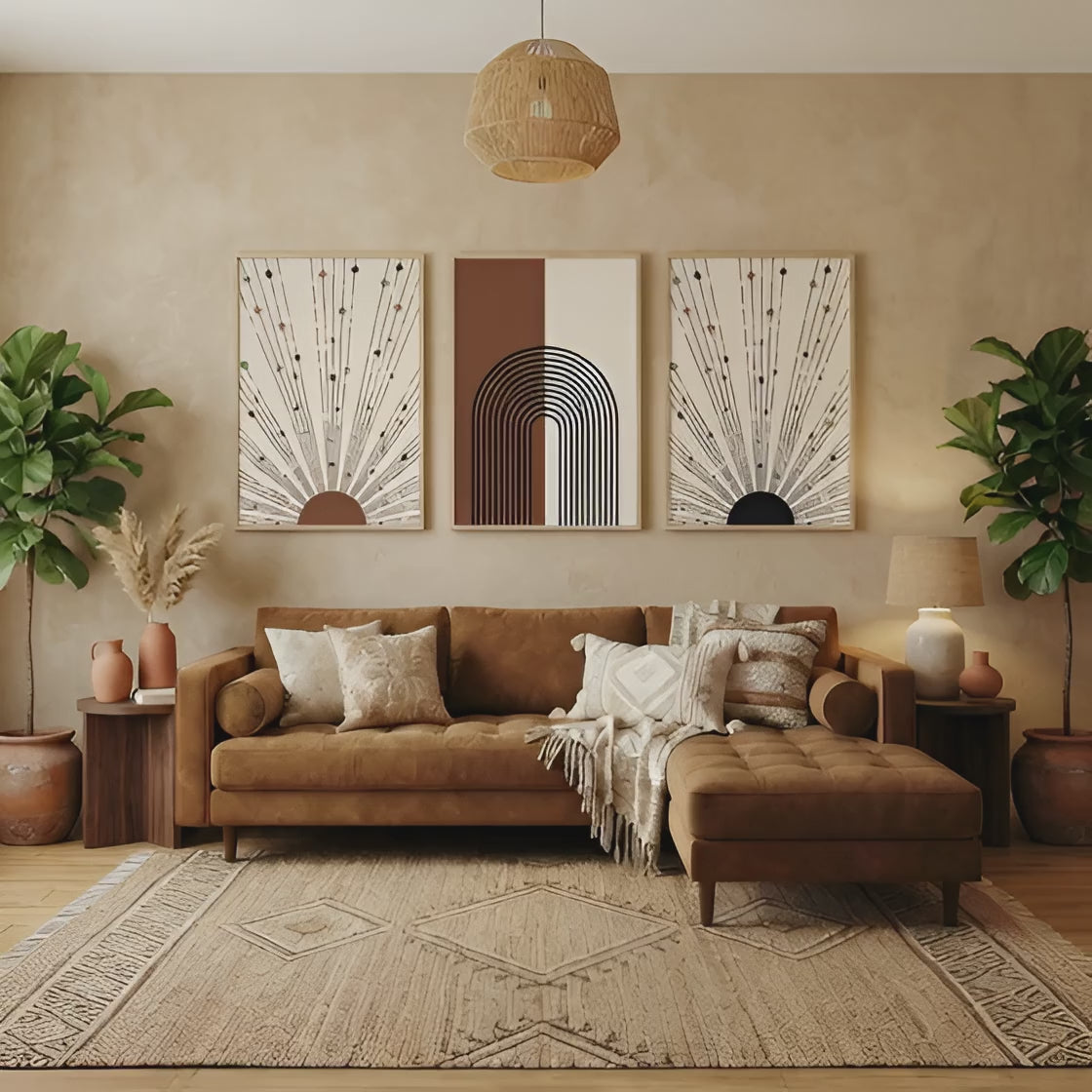 Geometric Arch & Radiating Sunbursts