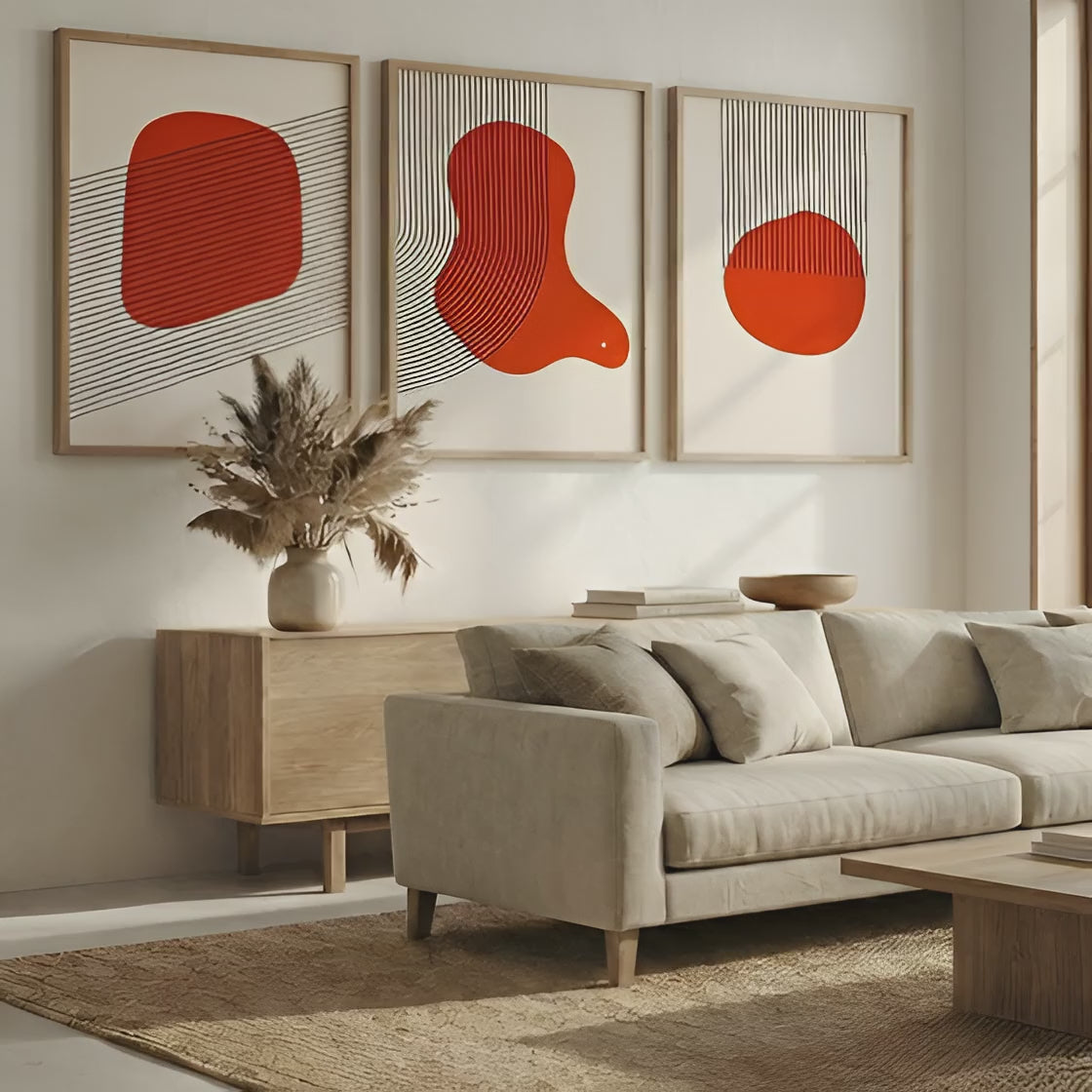 Red Fusion Abstract Trio